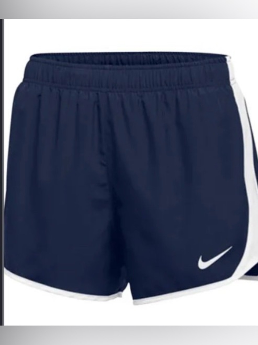Nike Women's Dri Fit Dark Navy Athletic Running Shorts with White Like New L
